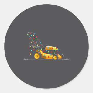 Lawn Mower Christmas Graphics Lights Lover Mowing  Classic Round Sticker