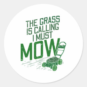 Lawn Mower Classic Round Sticker