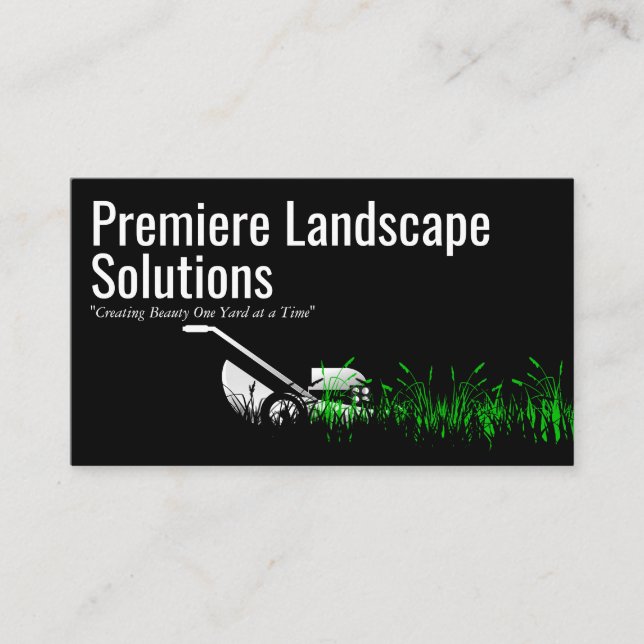Lawn Mower Cutting Grass | Landscape Care Business Card (Front)