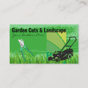 Lawn Mower Cutting Grass Landscapers Business Card