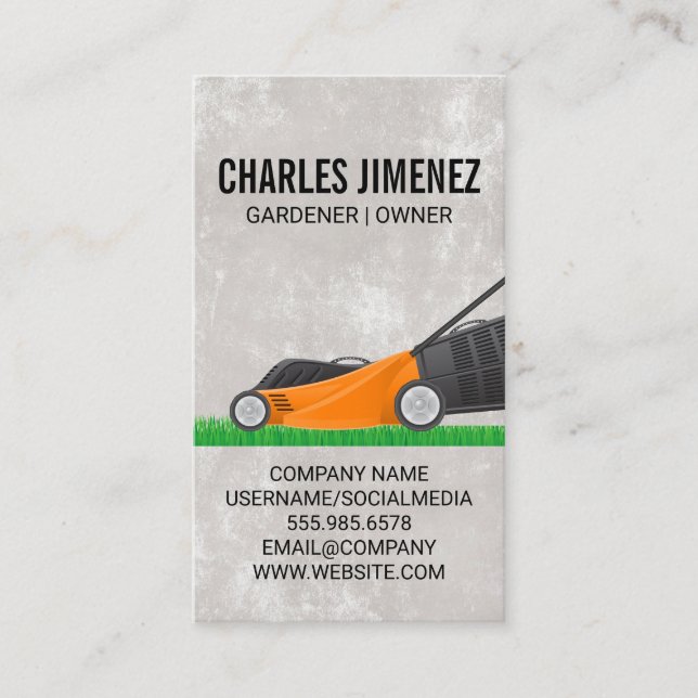 Lawn Mower Cutting the Grass Business Card (Front)