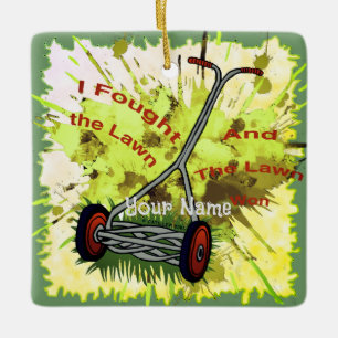 Lawn Mower Dad  Ceramic Ornament