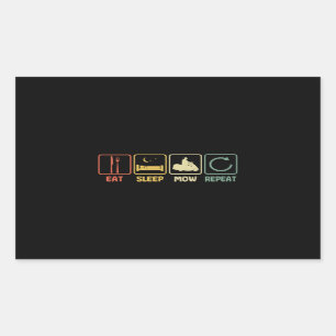 Lawn mower Eat Sleep slogan lawn mowing retro Rectangular Sticker