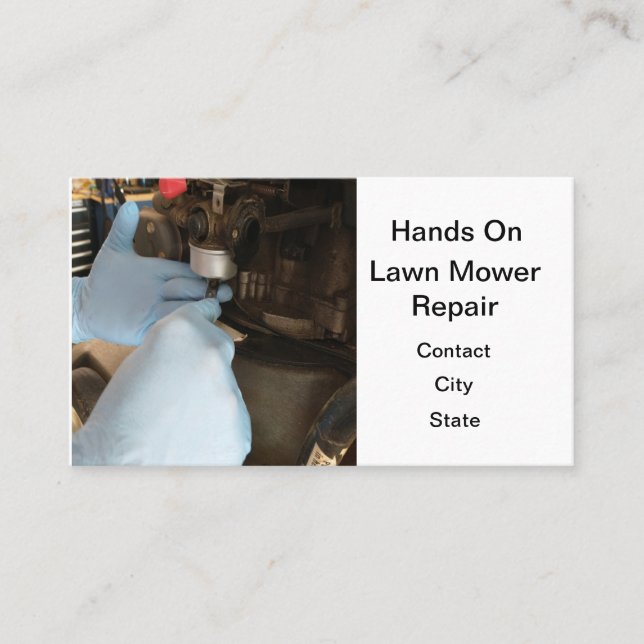 Lawn Mower Fuel System Repair Business Card (Front)