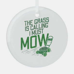 Lawn Mower Glass Tree Decoration
