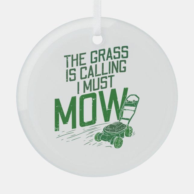 Lawn Mower Glass Tree Decoration (Front)