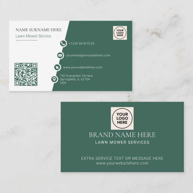 Lawn Mower | Landscaping | Groundskeeping Service Business Card (Front/Back)