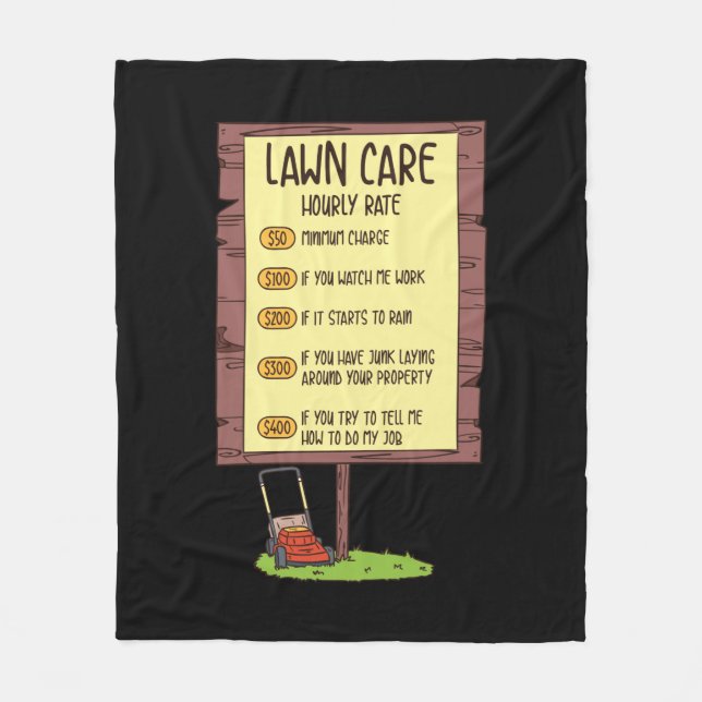 Lawn Mower - Lawn Care Hourly Rate Fleece Blanket (Front)