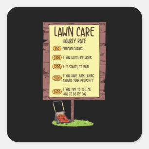 Lawn Mower - Lawn Care Hourly Rate Square Sticker