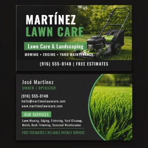Lawn Mower Lawn Care & Landscaping Grass Business Card