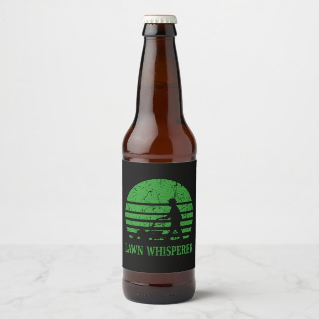 Lawn Mower Lawn Whisperer Gardener Gift Beer Bottle Label (Front)