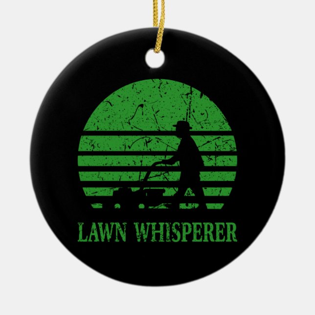 Lawn Mower Lawn Whisperer Gardener Gift Ceramic Tree Decoration (Front)