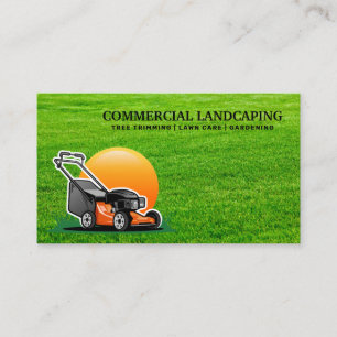 Lawn Mower Logo   Cut Grass Business Card