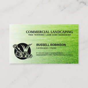 Lawn Mower Logo   Cut Grass Landscape Business Card