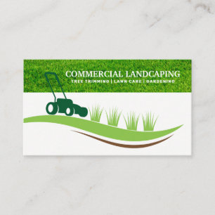 Lawn Mower Logo Landscaper Skilled Worker Business Card