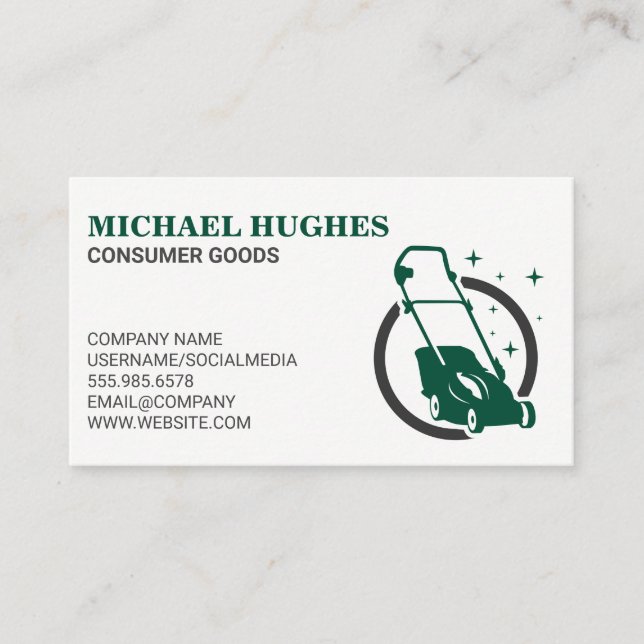 Lawn Mower Logo | Landscaping Gardening Business Card (Front)