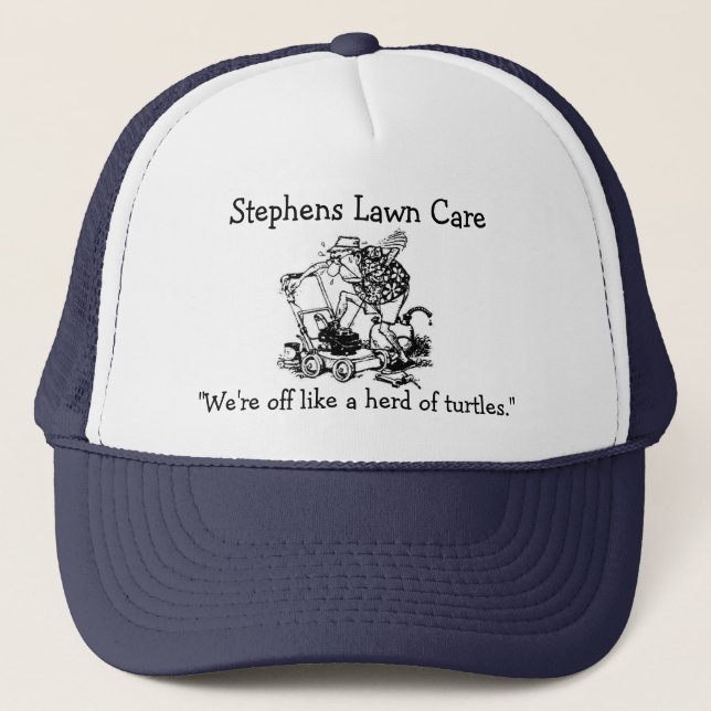 lawn mower man, Stephens Lawn Care... - Customised Trucker Hat (Front)