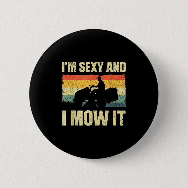 Lawn Mower Novelty For Men Women Kids Landscaper L 6 Cm Round Badge (Front)