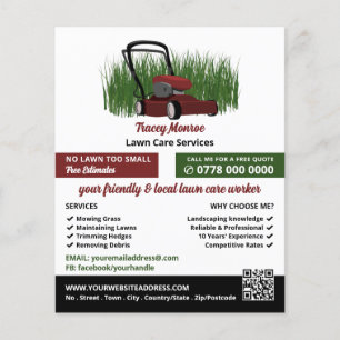 Lawn-Mower on Grass, Lawn Care Services Flyer