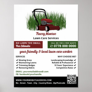 Lawn-Mower on Grass, Lawn Care Services Poster