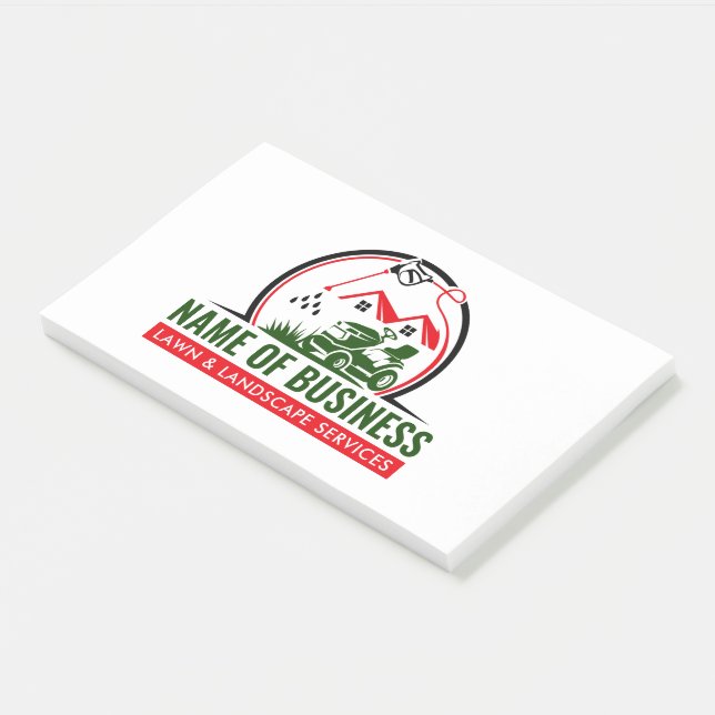 Lawn Mower Red Green Landscaping Services Post-it Notes (Angled)