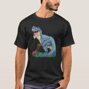 Lawn Mower Rex  Mowing Dinosaur Gardener Tractor T-Shirt