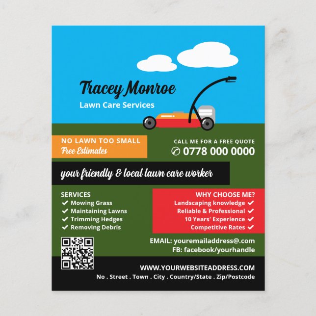 Lawn-Mower Scene, Lawn Care Services Flyer (Front)