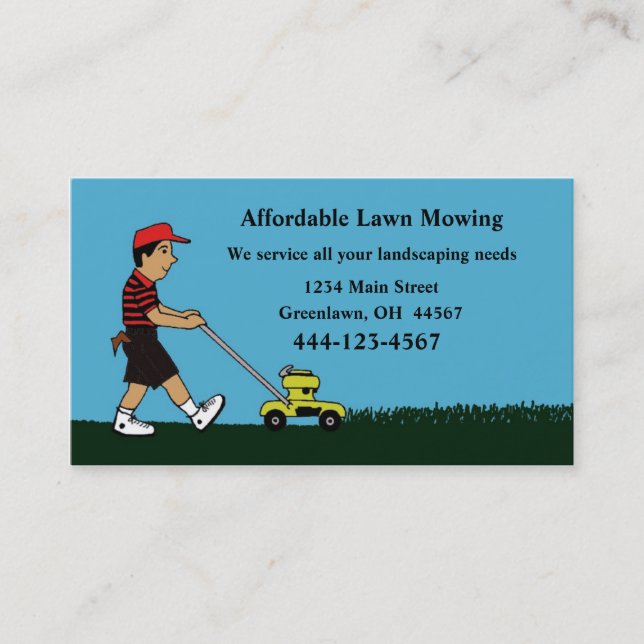 Lawn Mowing and Landscaping Business Card (Front)