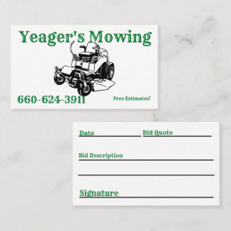 Lawn Mowing Business Cards