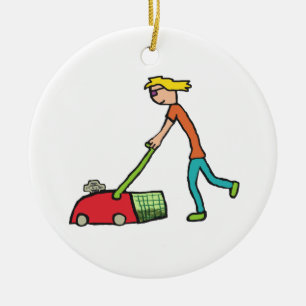 Lawn Mowing Ceramic Tree Decoration