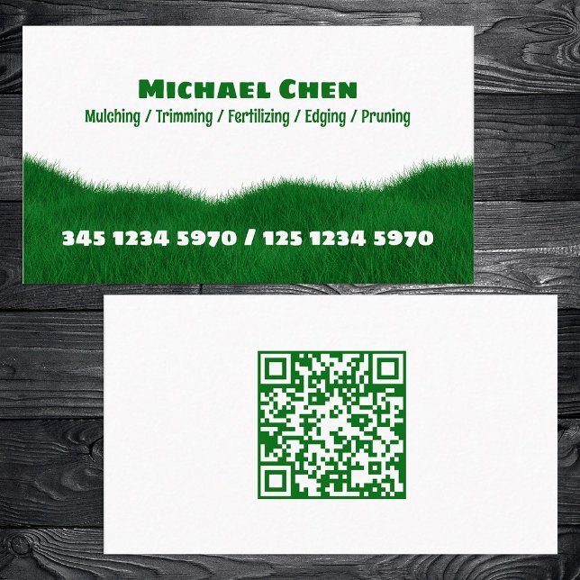 Lawn Mowing Custom QR Business Card (Lawn Mowing Custom QR Business Cards)