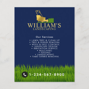 Lawn Mowing Cutting Services Care Blue Gold Logo Flyer