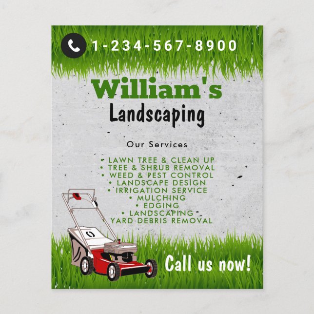 Lawn Mowing Cutting Services, Lawn Care Flyer (Front)