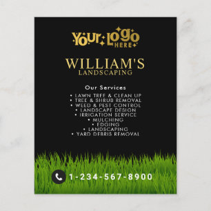 Lawn Mowing Cutting Services, Lawn Care Gold Logo Flyer