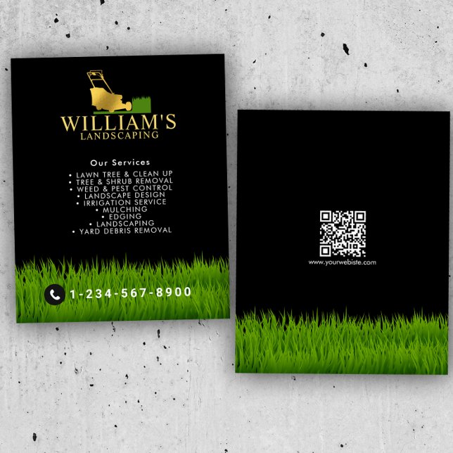 Lawn Mowing Cutting Services, Lawn Care Gold Logo Flyer