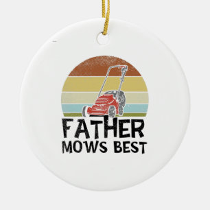 Lawn Mowing - Father Mows Best Ceramic Tree Decoration