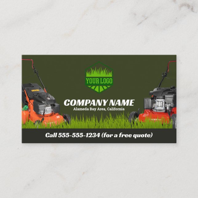 Lawn Mowing Gardener and Maintenance Business Card (Front)