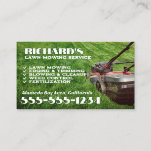 Lawn Mowing Gardener and Maintenance Business Card