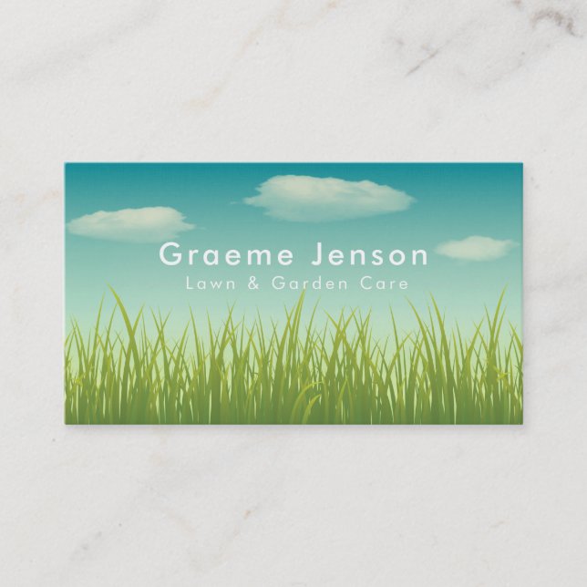 Lawn Mowing Gardening Grass Business Card (Front)
