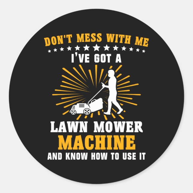 Lawn Mowing Grass Machine Gardening Mow Lawn Mower Classic Round Sticker (Front)