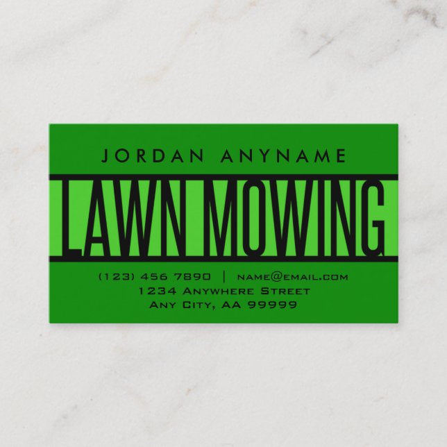 Lawn Mowing Green Business Card (Front)