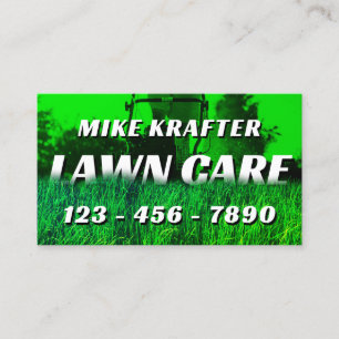 Lawn mowing green tone business card