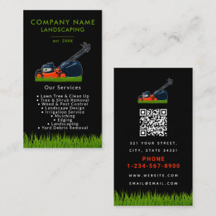 Lawn Mowing Landscaping Garden Lawn Care Black Business Card