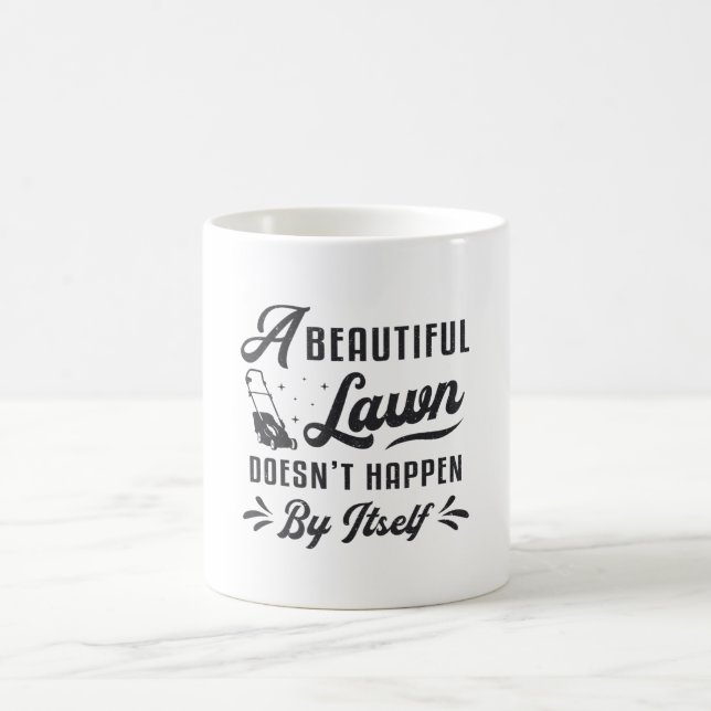 Lawn Mowing Lawn Mower A Beautiful Lawn Gardening Coffee Mug (Center)
