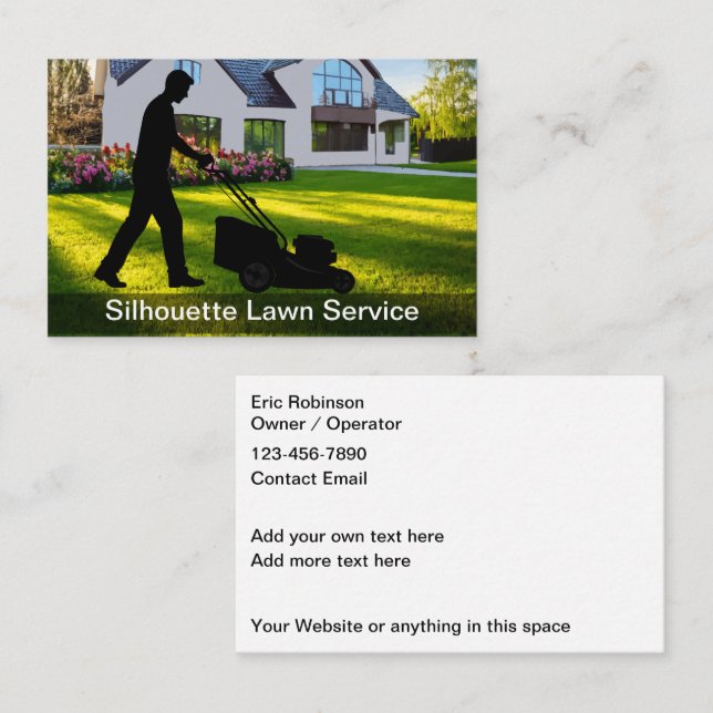 Lawn Mowing Residential Service Simple Business Card (Front/Back)