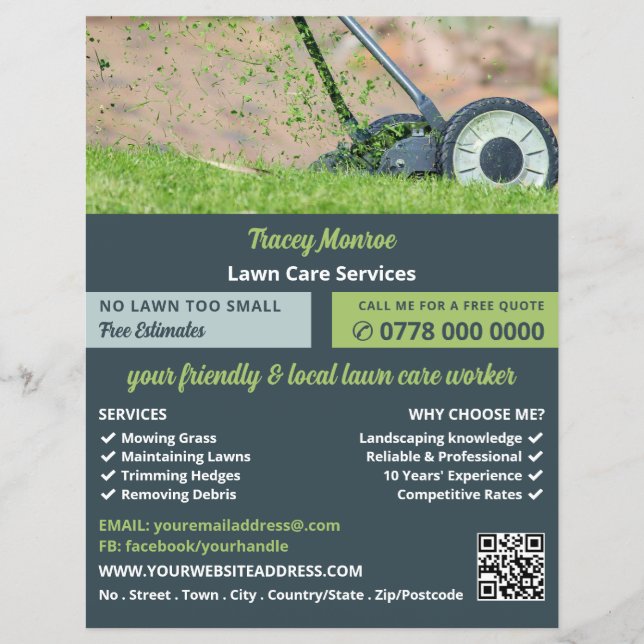 Lawn-Mowing Scene, Lawn Care Services Flyer (Front)