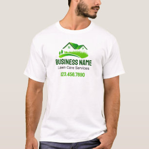 Lawn Mowing Service Green White Logo T-Shirt