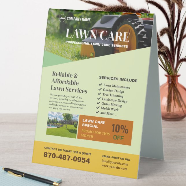 Lawn Mowing Services Table Tent Sign (In SItu (Table))