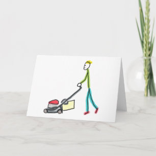 Lawn Mowing Stickman Card