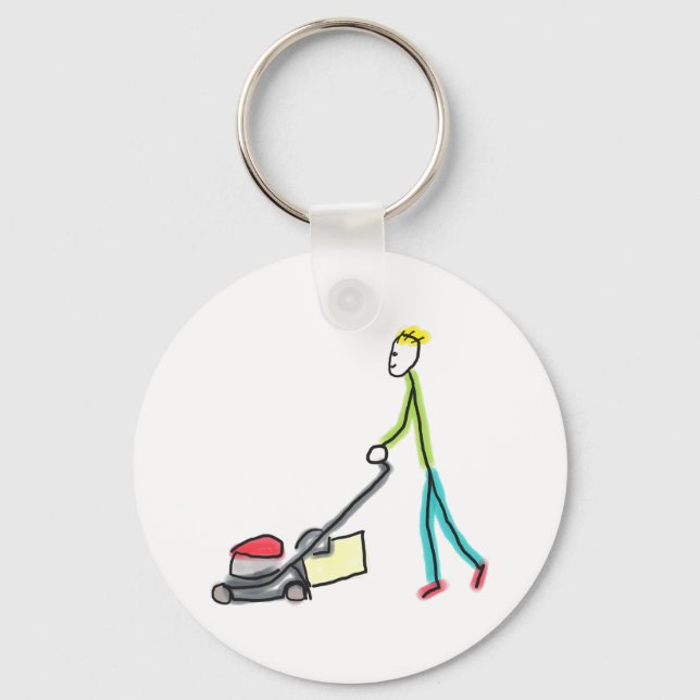 Lawn Mowing Stickman Key Ring (Front)